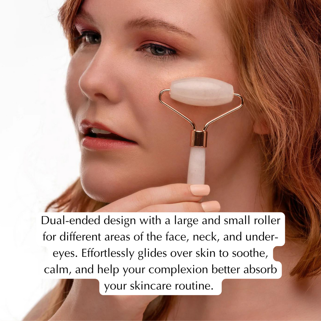 Rose Quartz Facial Roller – Beauty Tool for Calming, Cooling & Skin Radiance