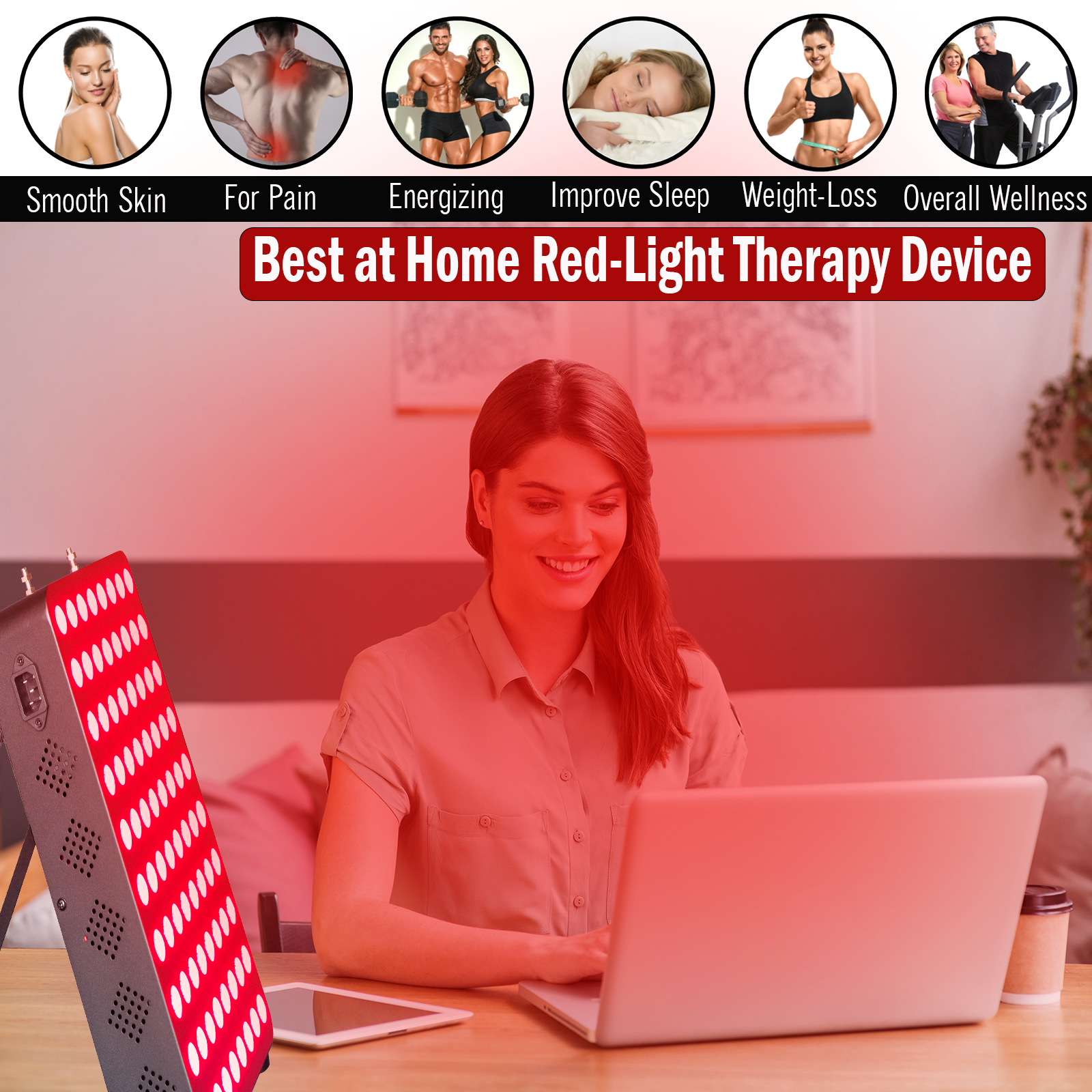 Red Light Therapy Device for Infrared LED Panel for Beautiful Skin, Weight & Pain Management