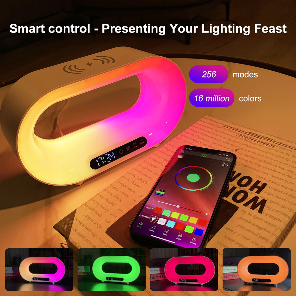 Multi-function 3 In 1 LED Night Light Wireless Charger Alarm Clock