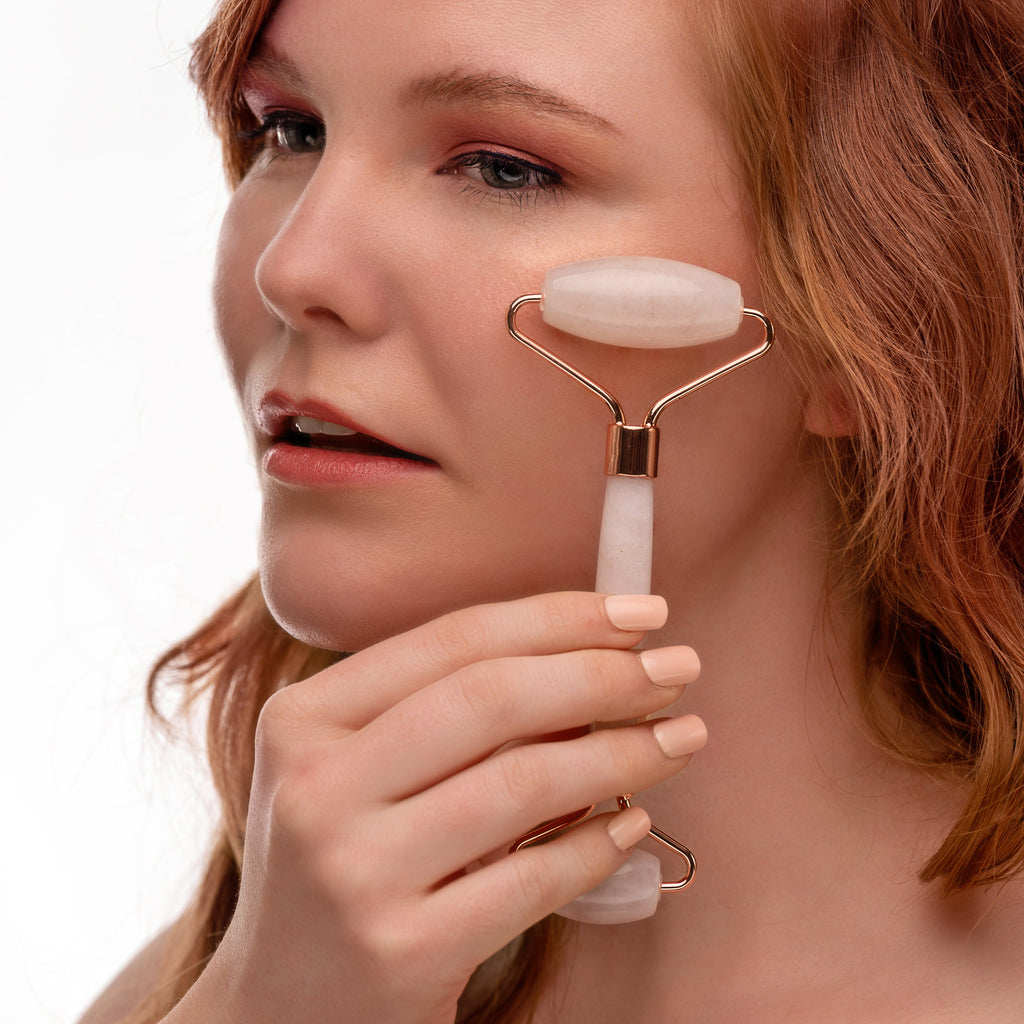 Rose Quartz Facial Roller – Beauty Tool for Calming, Cooling & Skin Radiance